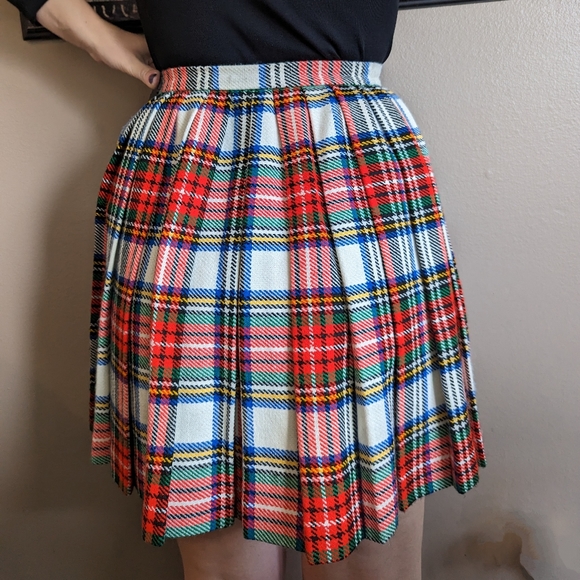 vintage PLAID PLEATED wrap SKIRT xs (E1) - Picture 3 of 9